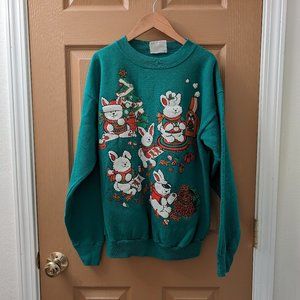 Vintage Green Ugly Christmas Sweater - Medium